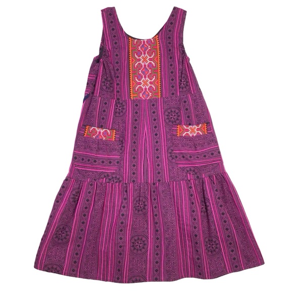 Homemade Sleeveless Cross Stitch Detail  Scoop Neck Dress - Picture 1 of 9